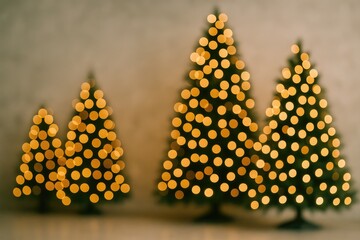 Poster - Out-of-focus holiday pine trees adorned with festive lights