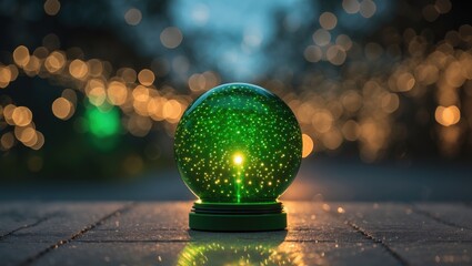 Poster - Background featuring a green light bokeh circle