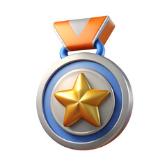 Poster - 3d render gold star medal award isolated on transparent background