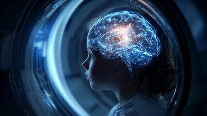 Poster - innovative medical technology visualizes a child's brain activity during a magnetic resonance imagin
