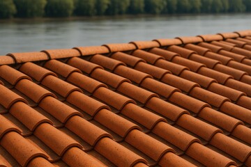 Poster - Terracotta rooftop overlooking a waterway