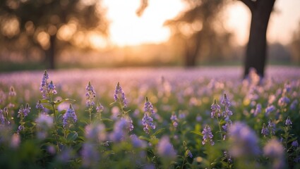 Poster - Morning floral field with blurred focus