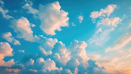 Wall Mural - beautiful view of sky with clouds. stunning shapes, partly cloudy. vibrant sunset. natural sky backg
