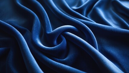 Poster - Dark blue velvet and corduroy fabric with shiny, textured patterns as elegant background