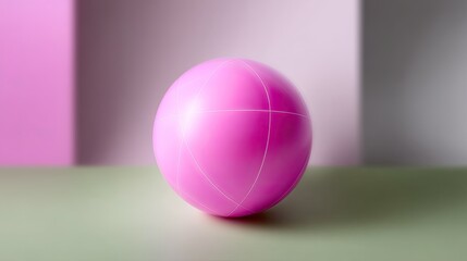 Poster - Pink Sphere Grid with Light Deformation on Pastel Background