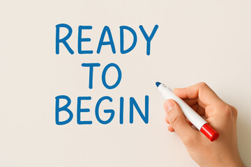 Poster - Initiating a new project involves motivation and preparation as a writes a clear message on a whiteboard