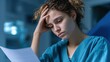 © Tmack - Worried healthcare worker reviews paperwork Stressed overworked and concerned