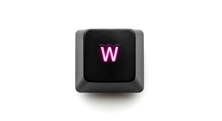 Poster - Illuminated 'W' Keycap on White Background