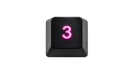 Poster - Black keycap with the number 3 on a white background