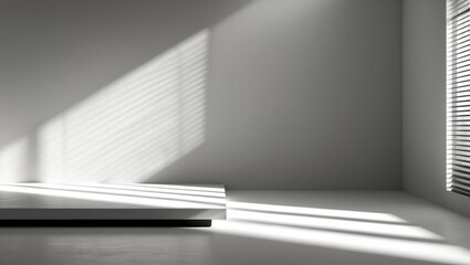 Poster - Gray Concrete Background featuring Shadows Cast by Blinds