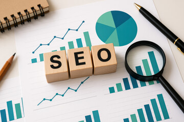 Poster - Analyzing market trends and data visualization with SEO metrics and business insights drives informed decision-making