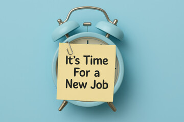 Poster - The concept opportunity and motivation is captured by a pastel blue alarm clock symbolizing the urgency and decision to pursue a new career path