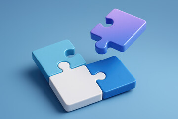 Poster - Integration and collaboration drive progress as interconnected puzzle pieces symbolically complete a unified business solution