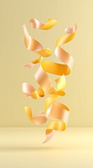 Poster - Falling Gold Streamers on Yellow Background
