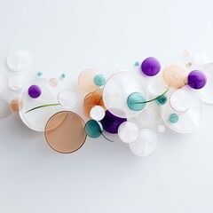 Poster - Scattered Circular Elements in Faded Pastel Tones