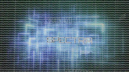 Poster - Shifting static lines initiating 3D grid forming on screen, with metallic SPECTRA lettering