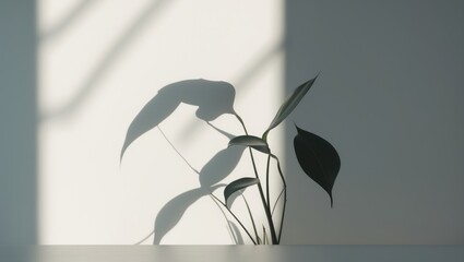 Wall Mural - abstract tropical palm leaves shadow overlay on white wall background