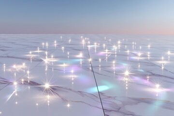 Poster - Shimmering Light Refraction on Off-White Marble Surface