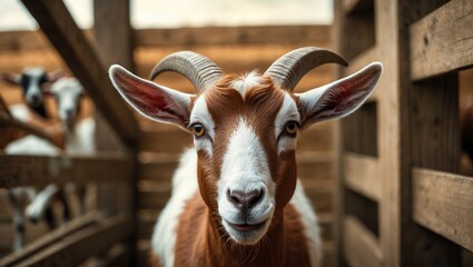 Wall Mural - Goat farm featuring numerous goats prepared for sale.