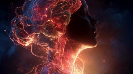 Poster - Glowing neural visualization depicting limbic system activation, oxytocin release, and emotional connectivity within female brain's intricate neurochemical landscape