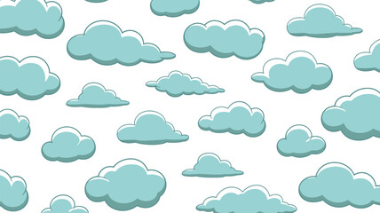 Aufkleber - Cartoon clouds background seamless pattern sky weather design illustration vector wallpaper 100char editable stock vector illustration