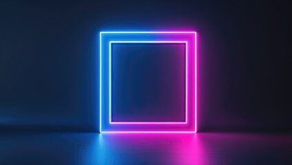 Poster - Glowing frame with a modern square background and empty space.