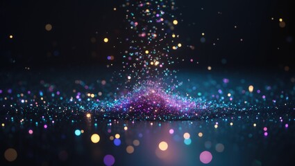 Aufkleber - Glitter vintage lights background featuring defocused light in silver, blue, and black tones.
