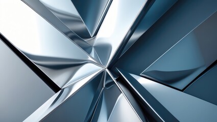 Poster - Angular metal panels featuring steel sheets that resemble abstract modern architecture details. Industrial background in hi-tech style with a polygonal geometric pattern of triangles.