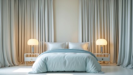 Poster - Abstract blur, defocused image of bedroom with an artistic and indistinct appearance.