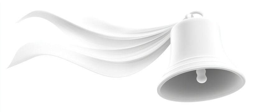 Monochrome bell with sweeping ribbons of light, a celebration of form and clarity