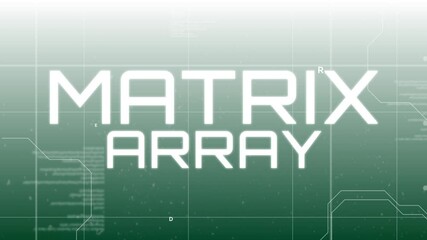Poster - Opening green grid showing drifting letters aligning into MATRIX ARRAY on screen with circuit lines