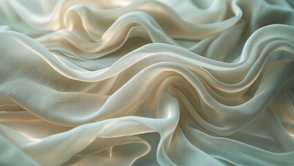 Poster - Blurred grayscale fabric featuring layered swirls and subtle floral details, producing an ethereal, gentle texture perfect for minimalist and elegant background uses.