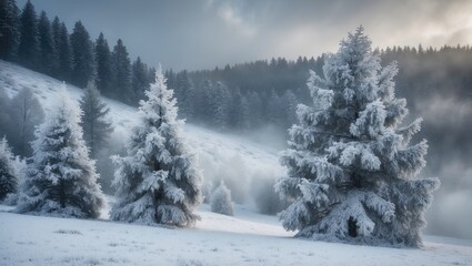 Poster - European Winter Beauty in the Carpathians with Snowy Peaks and Blue Skies, offering New Year Inspiration