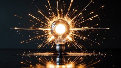 Aufkleber - Exploding lightbulb positioned in front of a background.