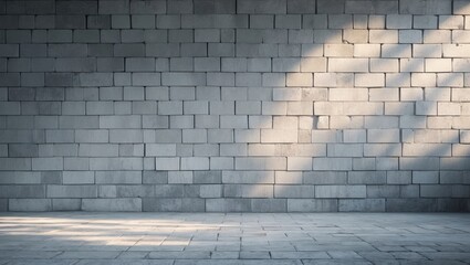 Poster - Empty old white brick wall constructed with blocks for abstract background and texture. Beautiful patterns, flat background image, space for work, close-up.