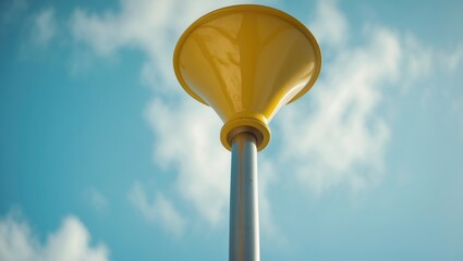 Aufkleber - A Brightly Colored Yellow Object Against a Clear Blue Sky, Artfully Captured to Emphasize Its Unique Design and Vibrant Color, Producing a Striking Visual Impact and Appeal