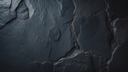 Poster - Dark grey black slate background, black stone surfaces with a textured appearance.