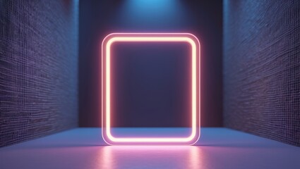 Fototapete - Dark rattan basket wall background, illuminated by green neon light within a rectangle frame.