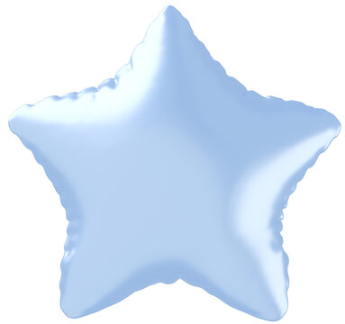 3D画像_星型の風船_水色
