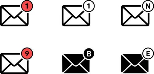 Fototapete - Email notification icon set vector illustration message inbox unread mail symbol communication design graphic editable stock vector illustration