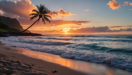 Poster - A stunning sunset over tropical skies
