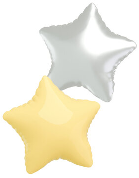 3D画像_星型の風船_黄色