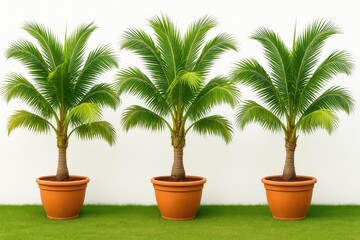 Aufkleber - Decorative potted coconut trees enhancing garden aesthetics