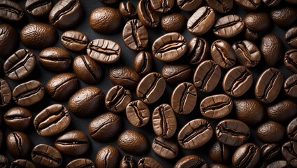Poster - Close-up of a roasted coffee background