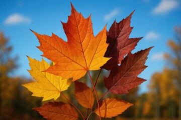 Poster - Vivid Close-Up of Autumn Foliage with Brightly Colored Leaves