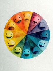 Poster - Emotional Spectrum Chart Illustrating Feelings From Numbness to Hope in Soft Watercolor Style