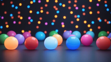 Aufkleber - Vibrant luminous spheres set against a dark backdrop