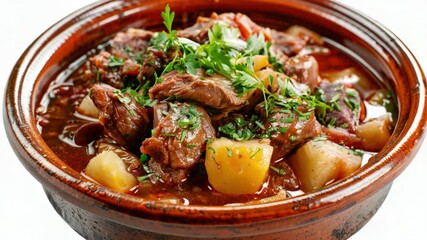 Poster - A warm and hearty bowl of stew made with tender meat and potatoes, perfect for a comforting meal