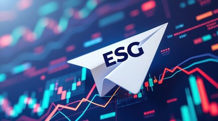 Poster - Abstract Plane Logo Representing ESG Concepts with Financial Data