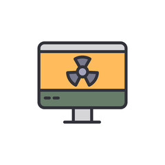 Poster - Radioactive Symbol Displayed On A Computer Screen With Warning Alert
